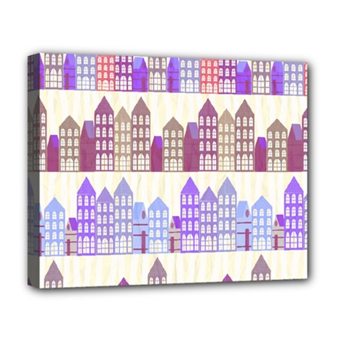 Houses City Pattern Deluxe Canvas 20  X 16   by Nexatart
