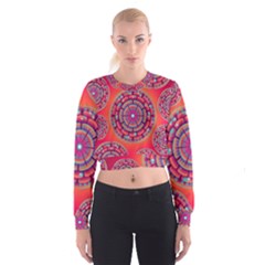 Pretty Floral Geometric Pattern Cropped Sweatshirt by LovelyDesigns4U