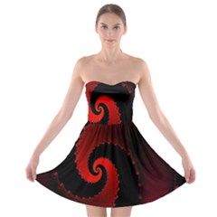 Red Fractal Spiral Strapless Bra Top Dress by Nexatart