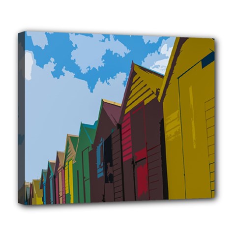 Brightly Colored Dressing Huts Deluxe Canvas 24  X 20   by Nexatart