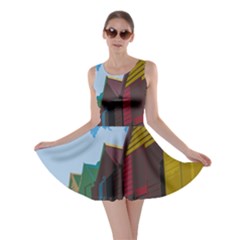 Brightly Colored Dressing Huts Skater Dress by Nexatart