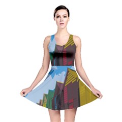 Brightly Colored Dressing Huts Reversible Skater Dress by Nexatart