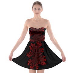 Dendron Diffusion Aggregation Flower Floral Leaf Red Black Strapless Bra Top Dress by Mariart