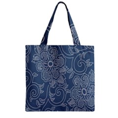 Flower Floral Blue Rose Star Zipper Grocery Tote Bag by Mariart