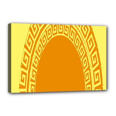 Greek Ornament Shapes Large Yellow Orange Canvas 18  X 12  by Mariart