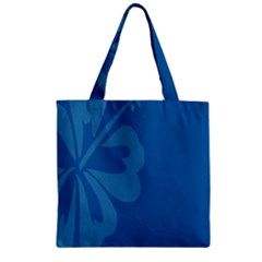 Hibiscus Sakura Classic Blue Zipper Grocery Tote Bag by Mariart