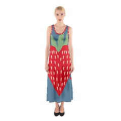 Fruit Red Strawberry Sleeveless Maxi Dress by Mariart