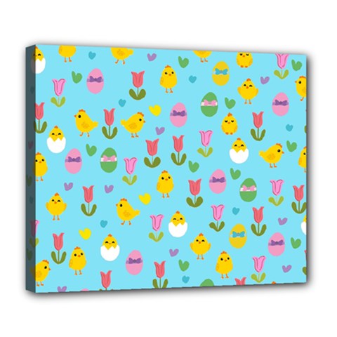 Easter - Chick And Tulips Deluxe Canvas 24  X 20   by Valentinaart