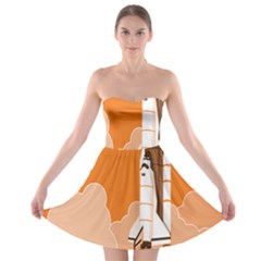 Rocket Space Ship Orange Strapless Bra Top Dress by Mariart