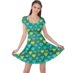 Hearts Seamless Pattern Background Cap Sleeve Dresses by Nexatart