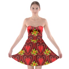 Digitally Created Seamless Love Heart Pattern Strapless Bra Top Dress by Nexatart
