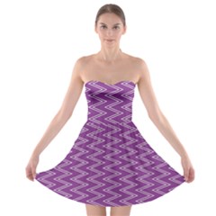 Purple Zig Zag Pattern Background Wallpaper Strapless Bra Top Dress by Nexatart