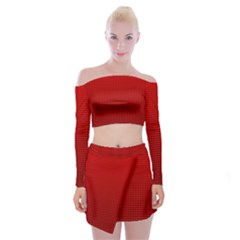 Redc Off Shoulder Top With Skirt Set by PhotoNOLA