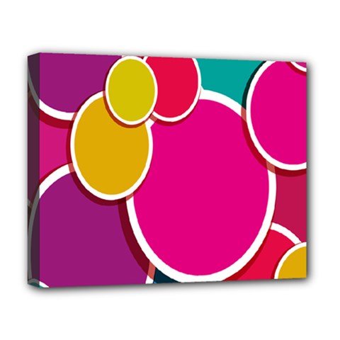 Paint Circle Red Pink Yellow Blue Green Polka Deluxe Canvas 20  X 16   by Mariart