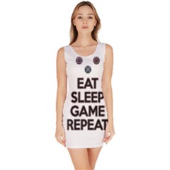Eat Sleep Game Repeat Sleeveless Bodycon Dress by Valentinaart