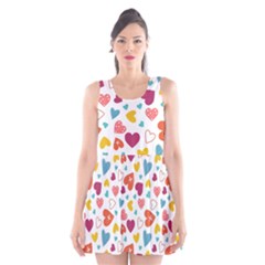 Colorful Bright Hearts Pattern Scoop Neck Skater Dress by TastefulDesigns