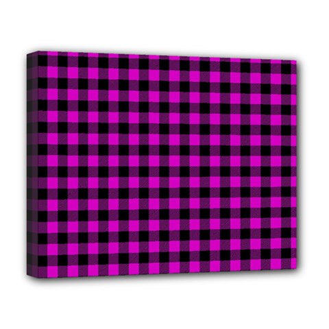 Lumberjack Fabric Pattern Pink Black Deluxe Canvas 20  X 16   by EDDArt