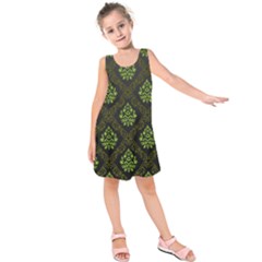 Leaf Green Kids  Sleeveless Dress by Mariart