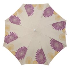 Star Sunflower Floral Grey Purple Orange Straight Umbrellas by Mariart