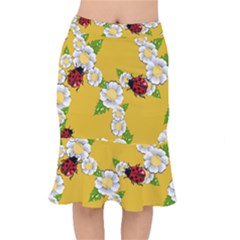 Flower Floral Sunflower Butterfly Red Yellow White Green Leaf Mermaid Skirt by Mariart