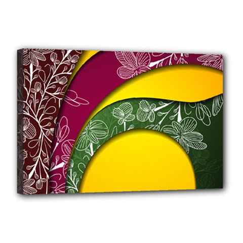Flower Floral Leaf Star Sunflower Green Red Yellow Brown Sexxy Canvas 18  X 12  by Mariart