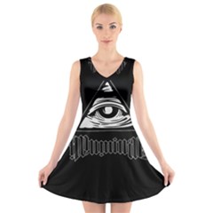 Illuminati V-neck Sleeveless Skater Dress by Valentinaart