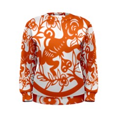 Chinese Zodiac Horoscope Monkey Star Orange Women s Sweatshirt by Mariart