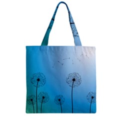 Flower Back Blue Green Sun Fly Zipper Grocery Tote Bag by Mariart