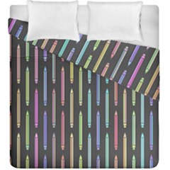 Pencil Stationery Rainbow Vertical Color Duvet Cover Double Side (king Size) by Mariart