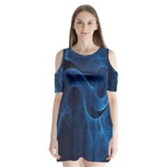 Smoke White Blue Shoulder Cutout Velvet  One Piece by Mariart