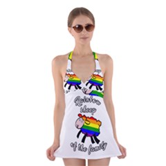 Rainbow Sheep Halter Swimsuit Dress by Valentinaart