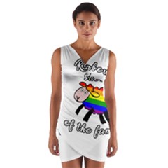 Rainbow Sheep Wrap Front Bodycon Dress by Valentinaart