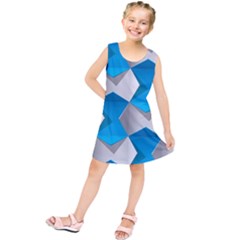 Blue White Grey Chevron Kids  Tunic Dress by Mariart
