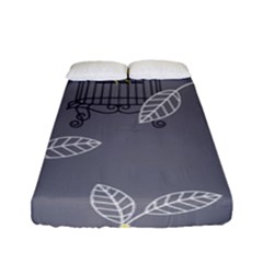 Cagr Bird Leaf Grey Yellow Fitted Sheet (full/ Double Size) by Mariart
