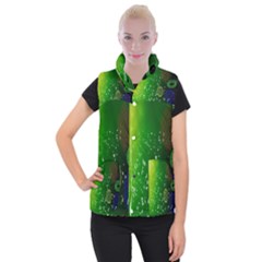 Geometric Shapes Letters Cubes Green Blue Women s Button Up Puffer Vest by Mariart
