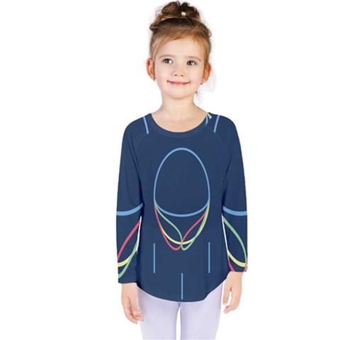 Line Light Blue Green Red Yellow Kids  Long Sleeve Tee by Mariart