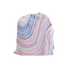 Marble Abstract Texture With Soft Pastels Colors Blue Pink Grey Drawstring Pouches (large)  by Mariart