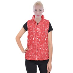 Moon Red Rocket Space Women s Button Up Puffer Vest by Mariart