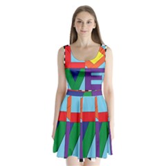 Rainbow Love Split Back Mini Dress  by Mariart