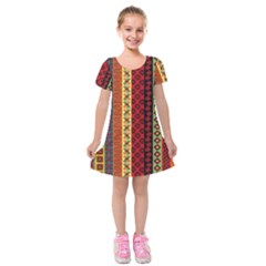Tribal Grace Colorful Kids  Short Sleeve Velvet Dress by Mariart
