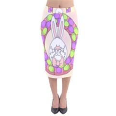 Make An Easter Egg Wreath Rabbit Face Cute Pink White Velvet Midi Pencil Skirt by Mariart
