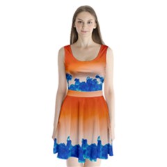 Simulate Weather Fronts Smoke Blue Orange Split Back Mini Dress  by Mariart