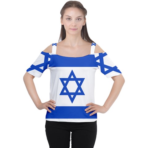 Flag Of Israel Women s Cutout Shoulder Tee by abbeyz71