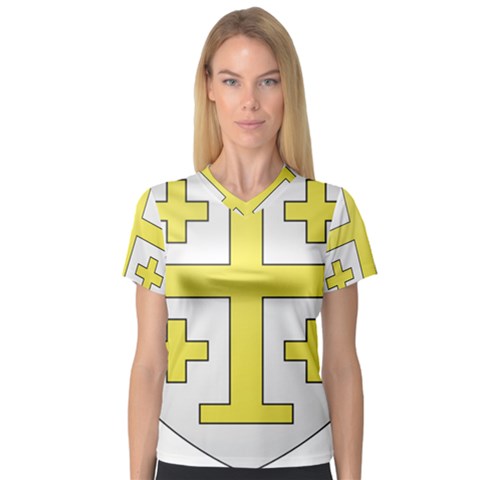 The Arms Of The Kingdom Of Jerusalem  Women s V-neck Sport Mesh Tee by abbeyz71