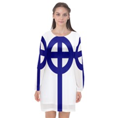 Celtic Cross  Long Sleeve Chiffon Shift Dress  by abbeyz71