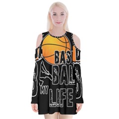 Basketball Is My Life Velvet Long Sleeve Shoulder Cutout Dress by Valentinaart
