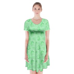 Floral Pattern Short Sleeve V-neck Flare Dress by ValentinaDesign