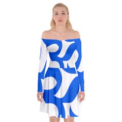 Hindu Om Symbol (blue) Off Shoulder Skater Dress by abbeyz71