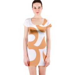 Hindu Om Symbol (sandy Brown) Short Sleeve Bodycon Dress by abbeyz71