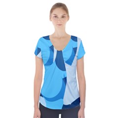 Blue Polka Short Sleeve Front Detail Top by Mariart